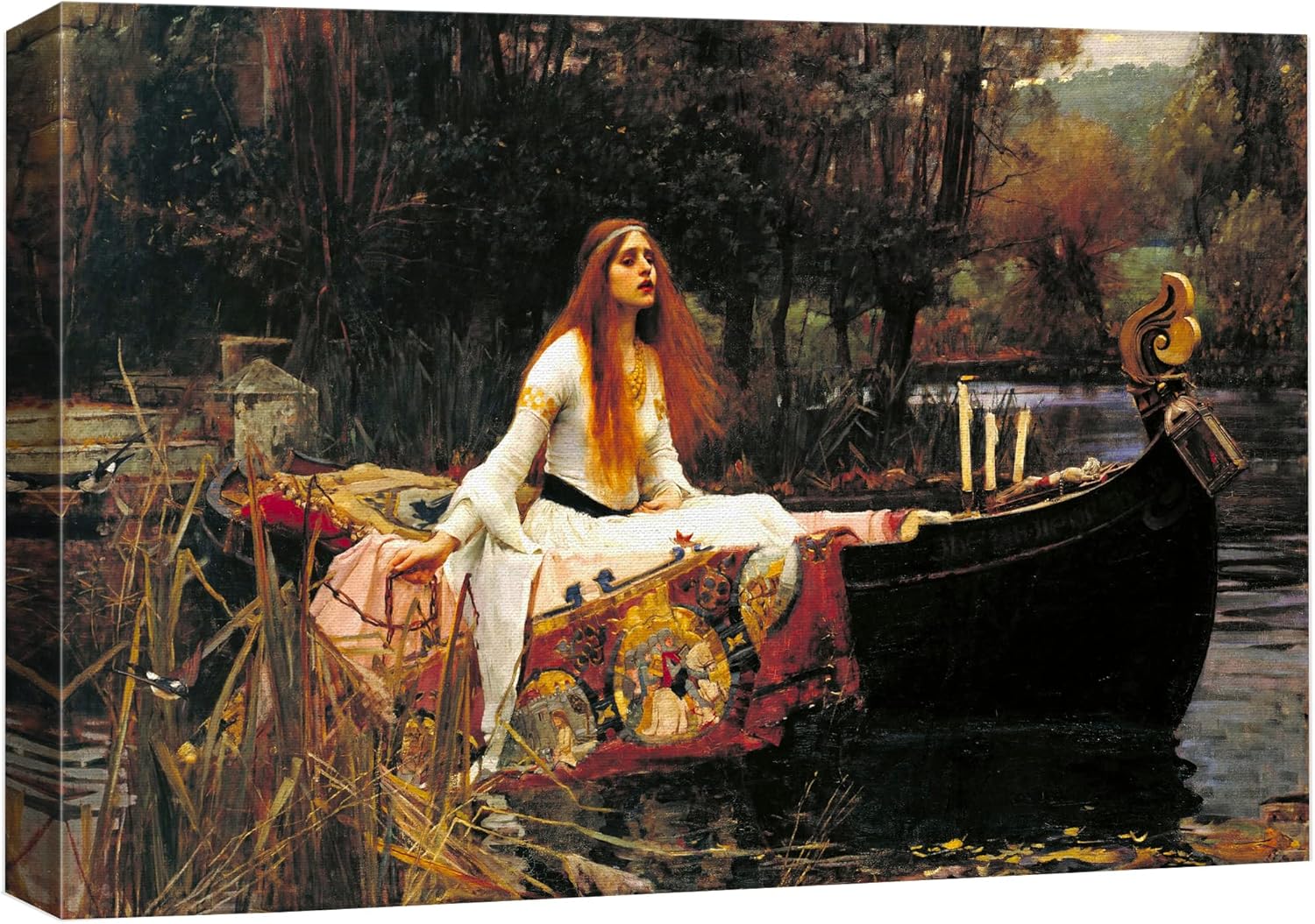 Posters & Prints - wall26 The Lady of Shalott by John William Waterhouse Famous Fine Art Reproduction World Famous Painting Replica on ped Print Wood Framed - Canvas Art Wall Art - 16