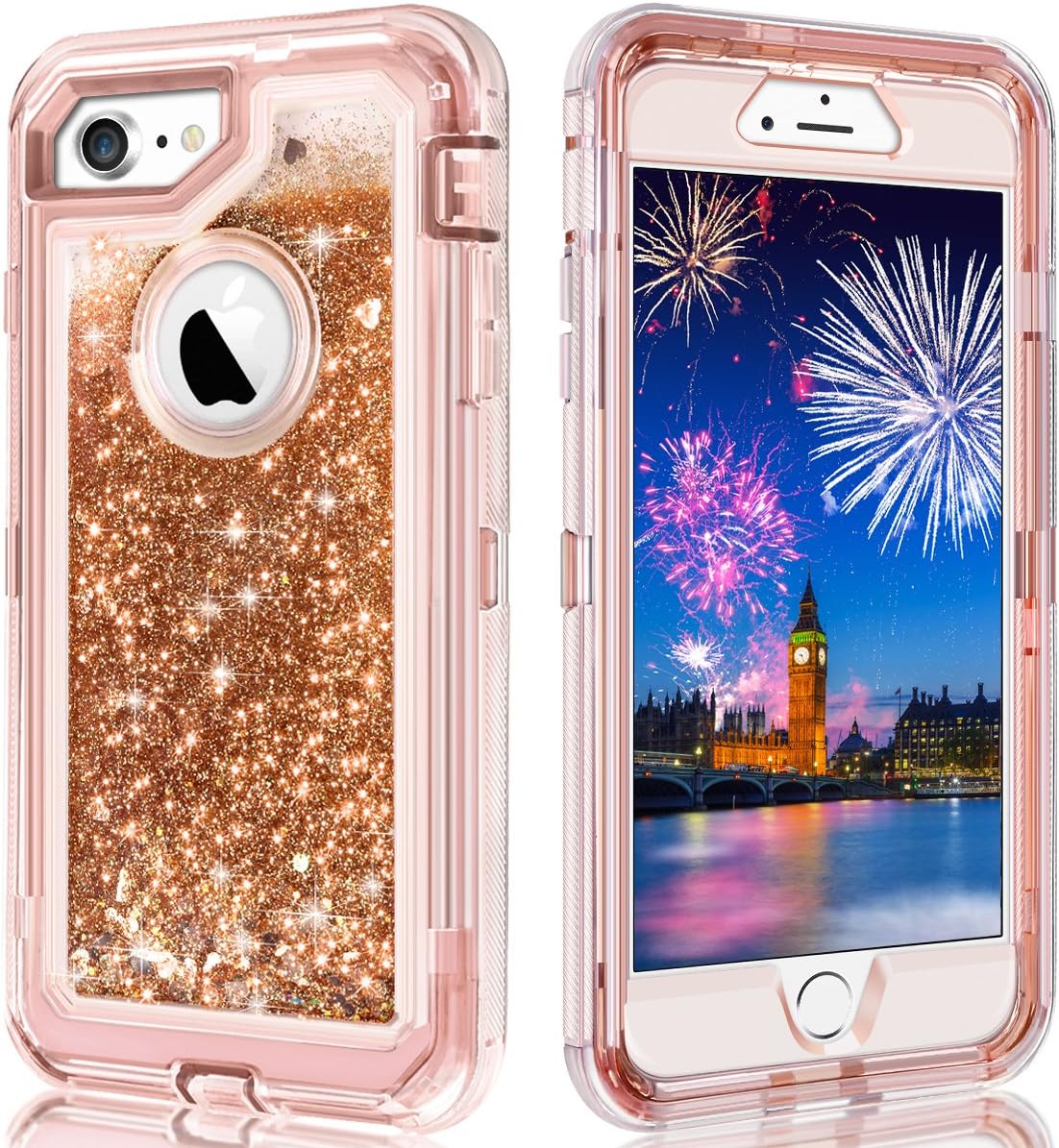 Amazon Com Wollony For Iphone 8 Case Iphone 7 Case Iphone Se2 Case Full Body Shockproof Liquid Glitter Quicksand Bling Heavy Duty Hard Bumper Non Slip Soft Transparent Protective For Iphone Se2 8 7 6 Rose