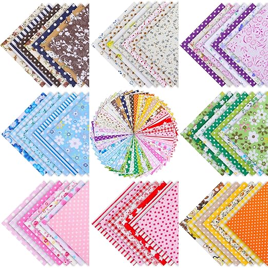 100 Pieces 4 by 4 Inch Cotton Craft Fabric Bundle Squares Patchwork Pre