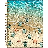 iampanda Spiral Journal Notebook,Strong Twin-Wire Binding with Premium Paper for Girl Women,60 Sheets A5 College Ruled Notebook/Journal,Perfect for School Office Home Gifts,Turtles On The Beach