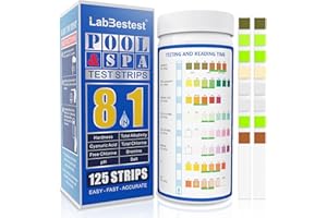 LabBestest Pool Salt Test Strips - Salt Water Pool Testing Kit - 125 Swimming Pool Spa Hot Tub Test Strips - Rapid Accurate Easy to Test Hardness, Bromine, pH, Salt and More (8-Way)