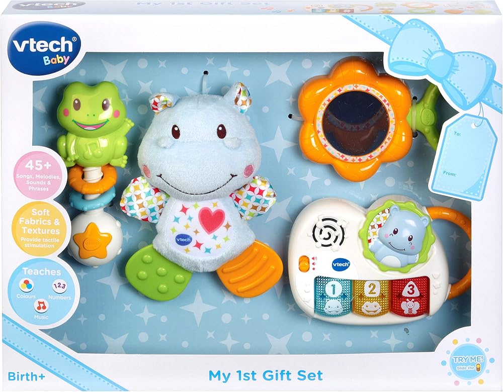 VTech My 1st Gift Set Newborn Blue Baby Toys & Rattle Musical Mirror