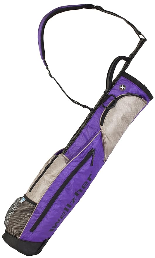 Wellzher 0.9 Sunday Collapsible Golf Bag, Purple/Khaki, Carry Bags