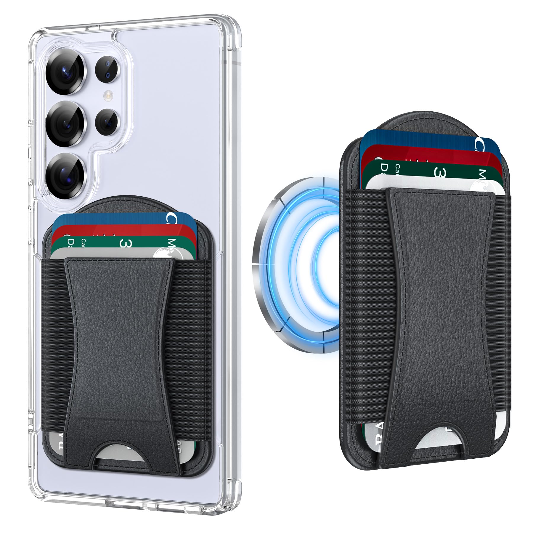 YWXTW 2026 Upgraded Magnetic Wallet for Samsung Galaxy S26/S25/S24 Series and iPhone 17/16/15/14/13/12 Models, 6 Cards Holder, Minimalist Slim Leather Magnet Wallet
