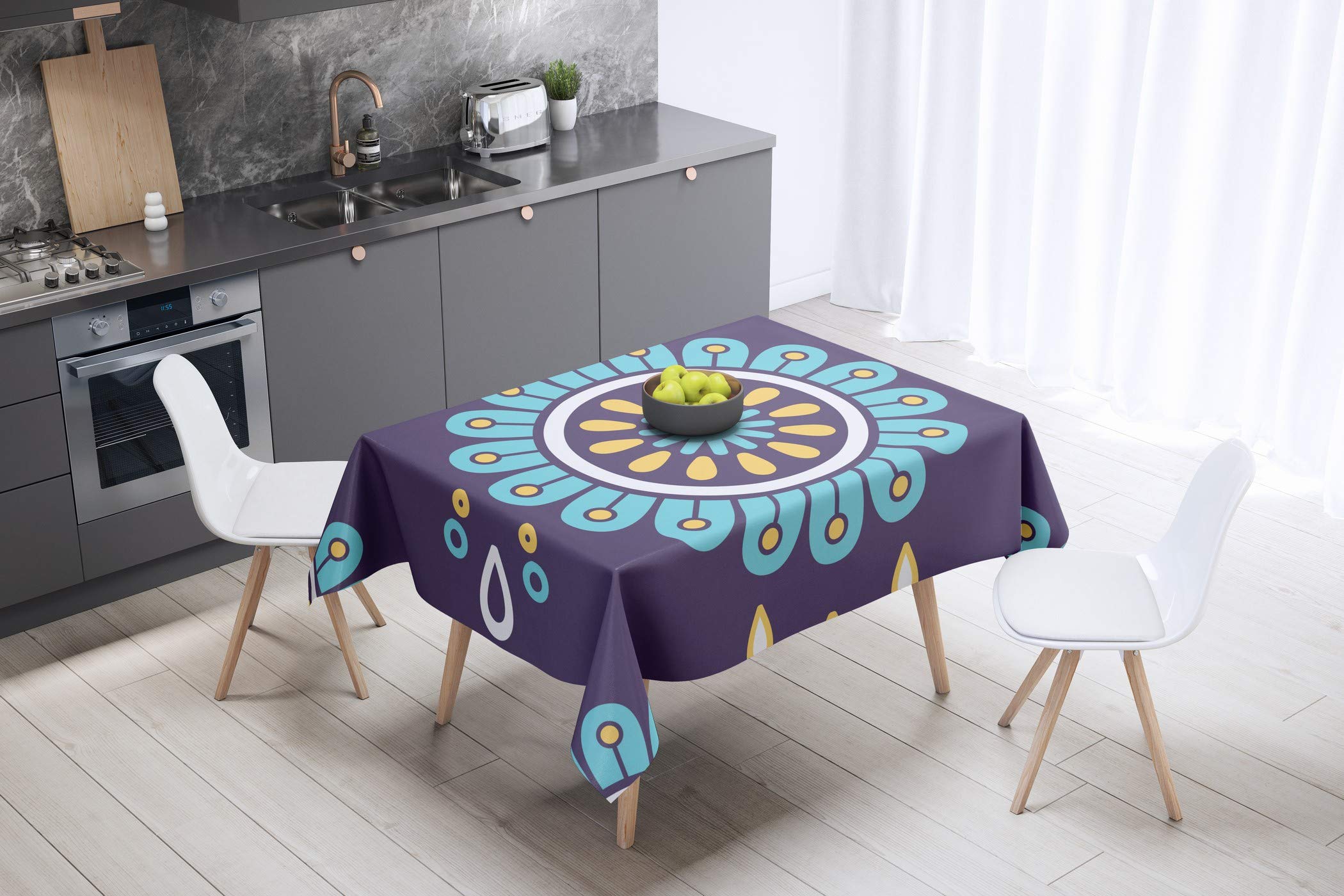 Bonamaison Kitchen Decoration, Tablecloth, 140cm x 140cm - Designed and Manufactured in Turkey