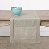 Solino Home Linen Table Runner 90 Inches Long - Classic Hemstitch 100% Pure Linen Natural Dining Table Runner 16 x 90 Inch for Spring, Easter, Mothers Day