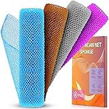 4 Pieces African Bath Sponge African Net Long Net Bath Sponge Exfoliating Shower Body Scrubber Back Scrubber Skin Smoother,Gr