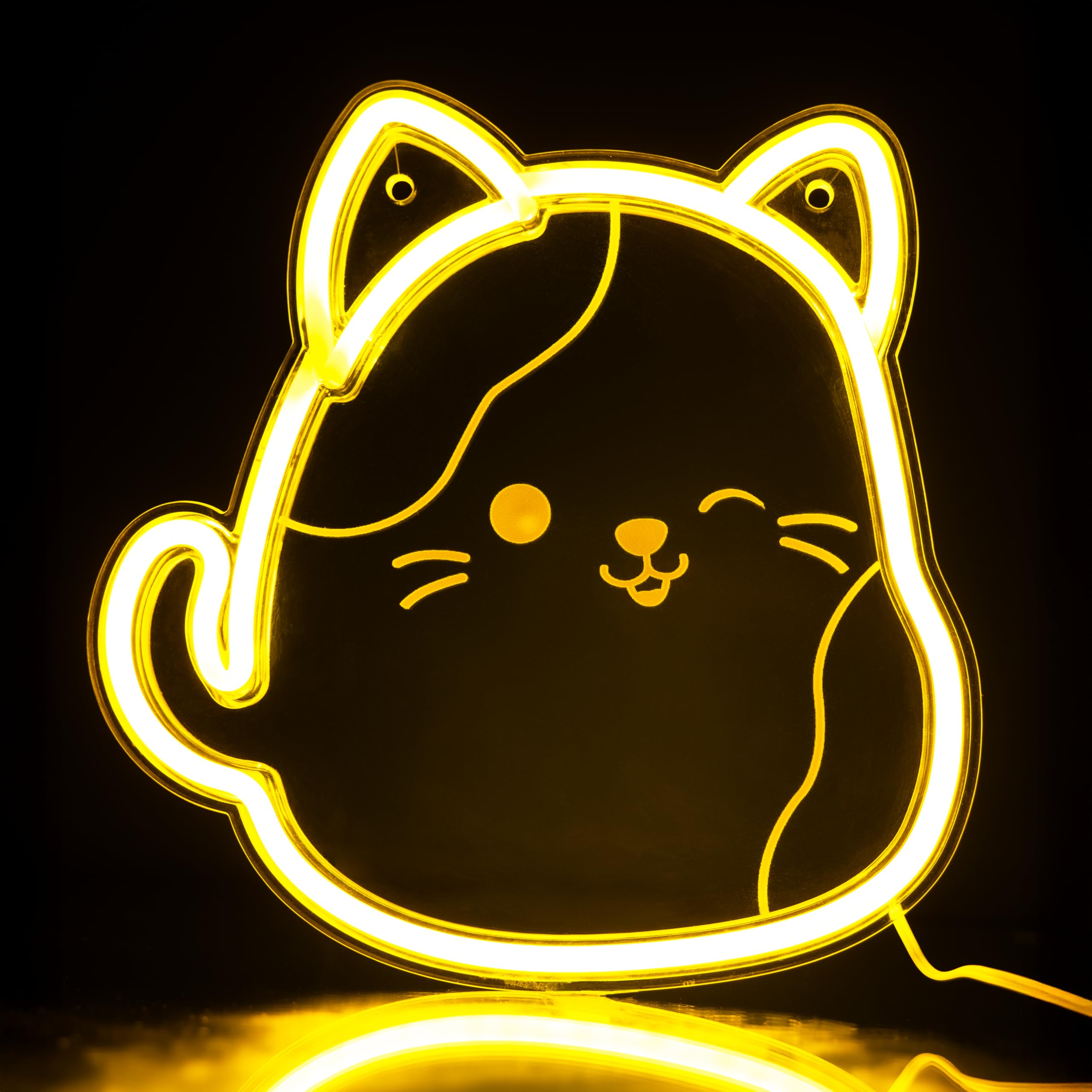 Fizz Creations Squishmallows Cam The Cat Neon Wall Light | Officially Licensed | USB Powered | Vibrant Yellow Light | Wall Mount Options Mood Light. LED Lights Neon Effect Light.