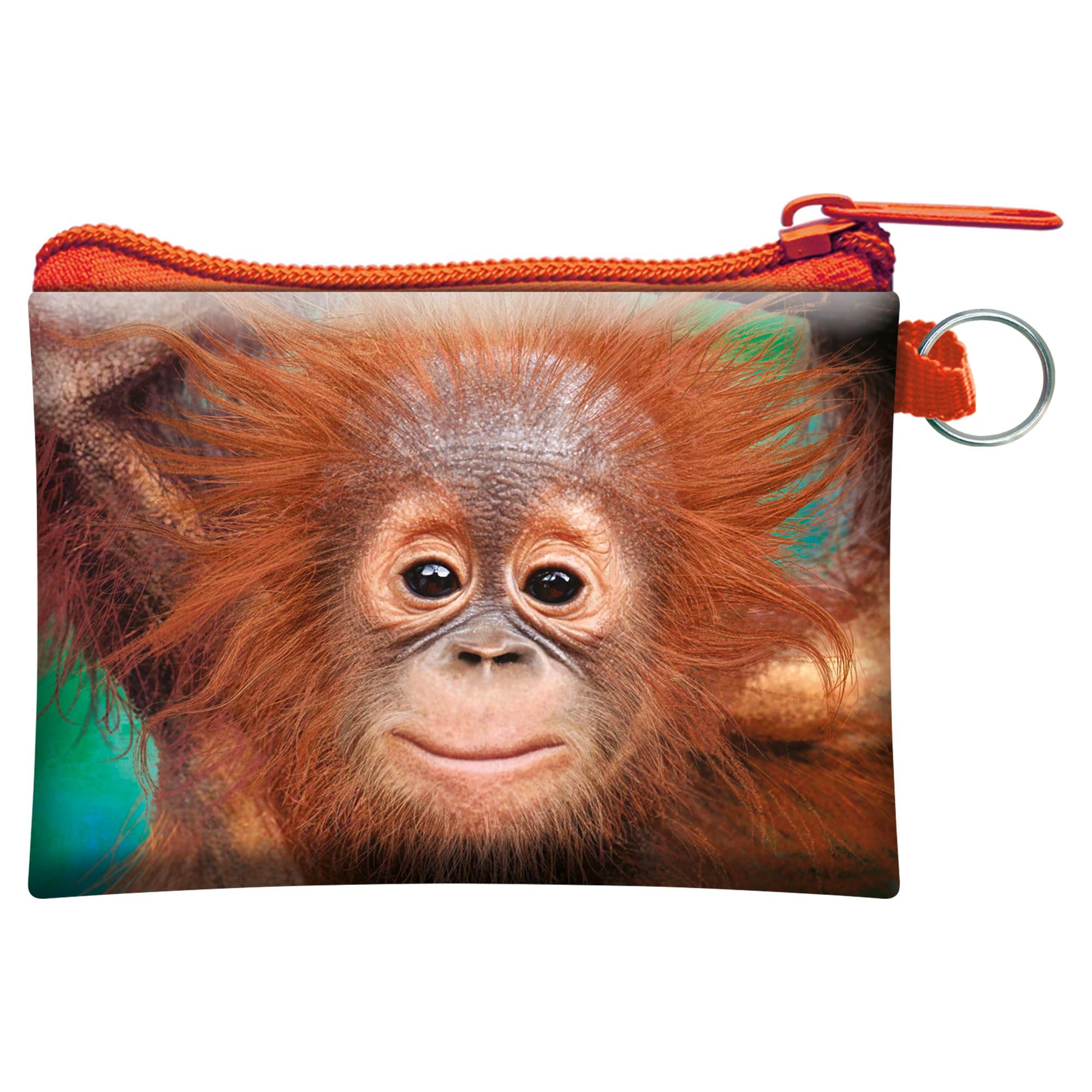 3D LiveLife Coin Purse – Baby Orangutan from Deluxebase. Lenticular Jungle Themed Wallet Featuring Secure Zip, Compact Design for Cash and Card Storage. Perfect Wild Animal Gift.