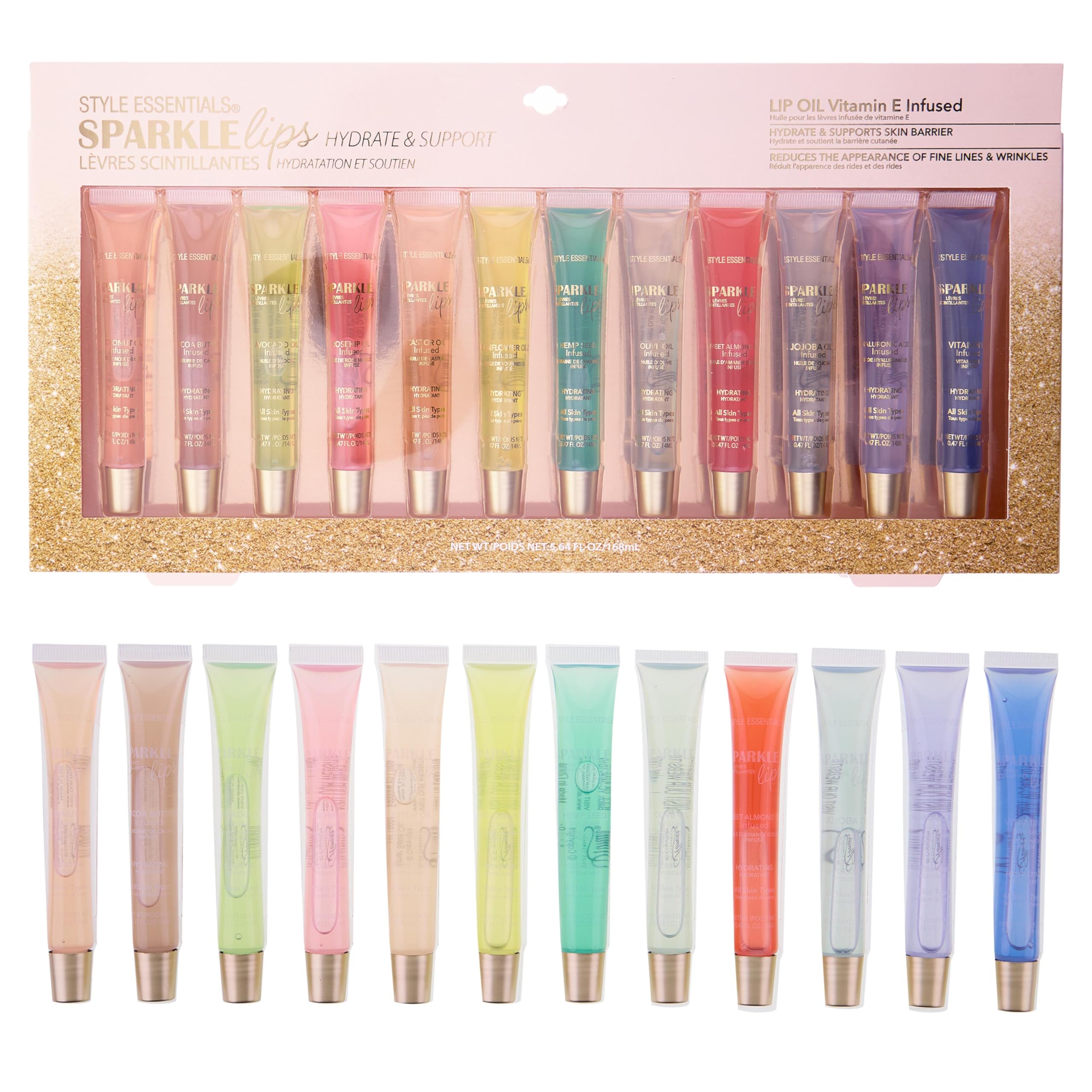 Photo 1 of EXPRESSIONS 12pc Sparkle Lips Lip Oils - Vitamin E Infused Lip Gloss, Lip Oil Collection | Hydrating Lip Care, Safe and Non-Toxic Lip Gloss Gift Set