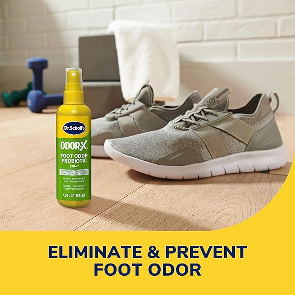 DR. SCHOLL’S ODOR-X FOOT ODOR PROBIOTIC SPRAY, 4 OZ // IMMEDIATELY ELIMINATES THE WORST ODORS – PREVENTS EMBARRASING ODORS FROM RETURNING – RESTORES SKIN’S MICROBIOME