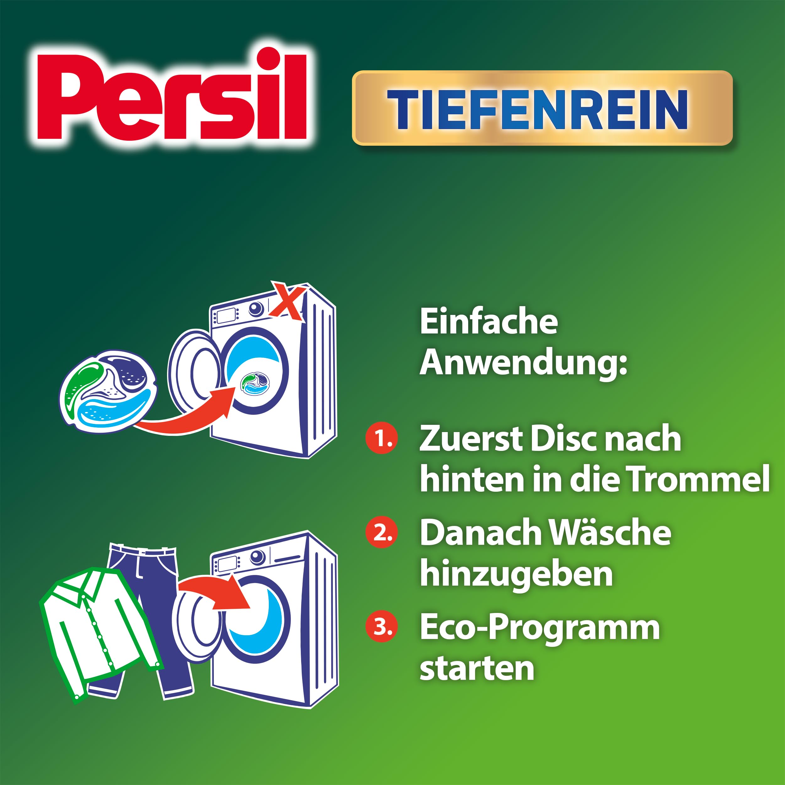 Persil Tiefenrein 4in1 DISCS (100 Waschladungen), Universal Waschmittel mit Tiefenrein-Frische, Vollwaschmittel für reine Wäsche und hygienische Frische für die Maschine 5