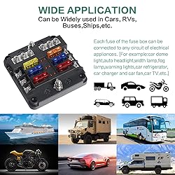 Deyooxi 6 Way Fuse Block,12V Blade Fuse 6 Circuit