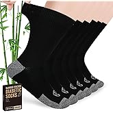 NOLUNT Diabetic Socks for Men,6 Pairs Crew Mens Diabetic Neuropathy Socks for Men Size 9-11/10-13/13-15