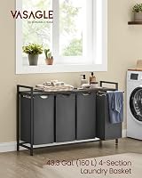 VASAGLE 4-Compartment Laundry Hamper with Pull-Out Liners 160 L Slate Gray view 3