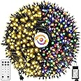 MZD8391 Upgraded Color Changing Christmas String Lights Outdoor Indoor, 108FT 300 LED Warm White Multi Color Fairy Lights, EN