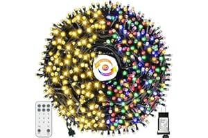 MZD8391 Color Changing Christmas String Lights Outdoor Indoor, 108FT 300 LED Warm White Multi Color Fairy Light, END to END CONNECTABLE, Waterproof Christmas Tree Lights with Timer Remote