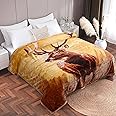 JYK Deer Print Blanket King 83'' x 91'', Thick and Warm Blanket for Winter, Soft Fuzzy Plush Bed Blanket King Size 5.7 LB, Soft Fuzzy Microfiberfy Blanket - Deer/Elephant
