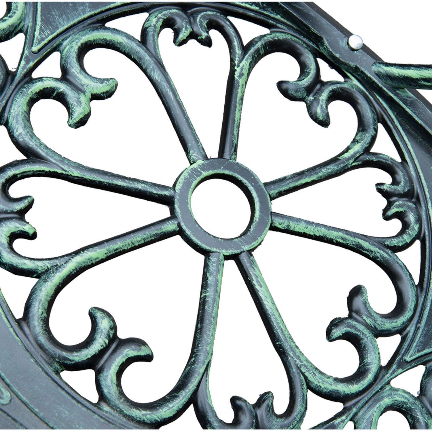 Outsunny 40" Cast Aluminum Antique Rose Style Outdoor Patio Garden Park Bench - Antique Green : Garden & Outdoor