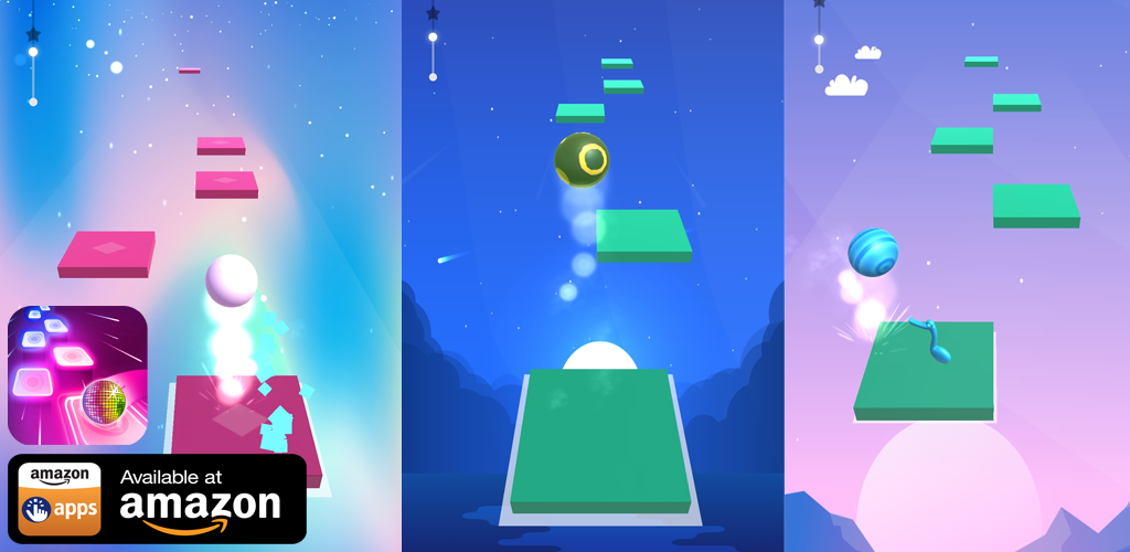 Free Magic Music Tiles Neon Color Ball Hop Game! EDM Rush Dancing Ball
