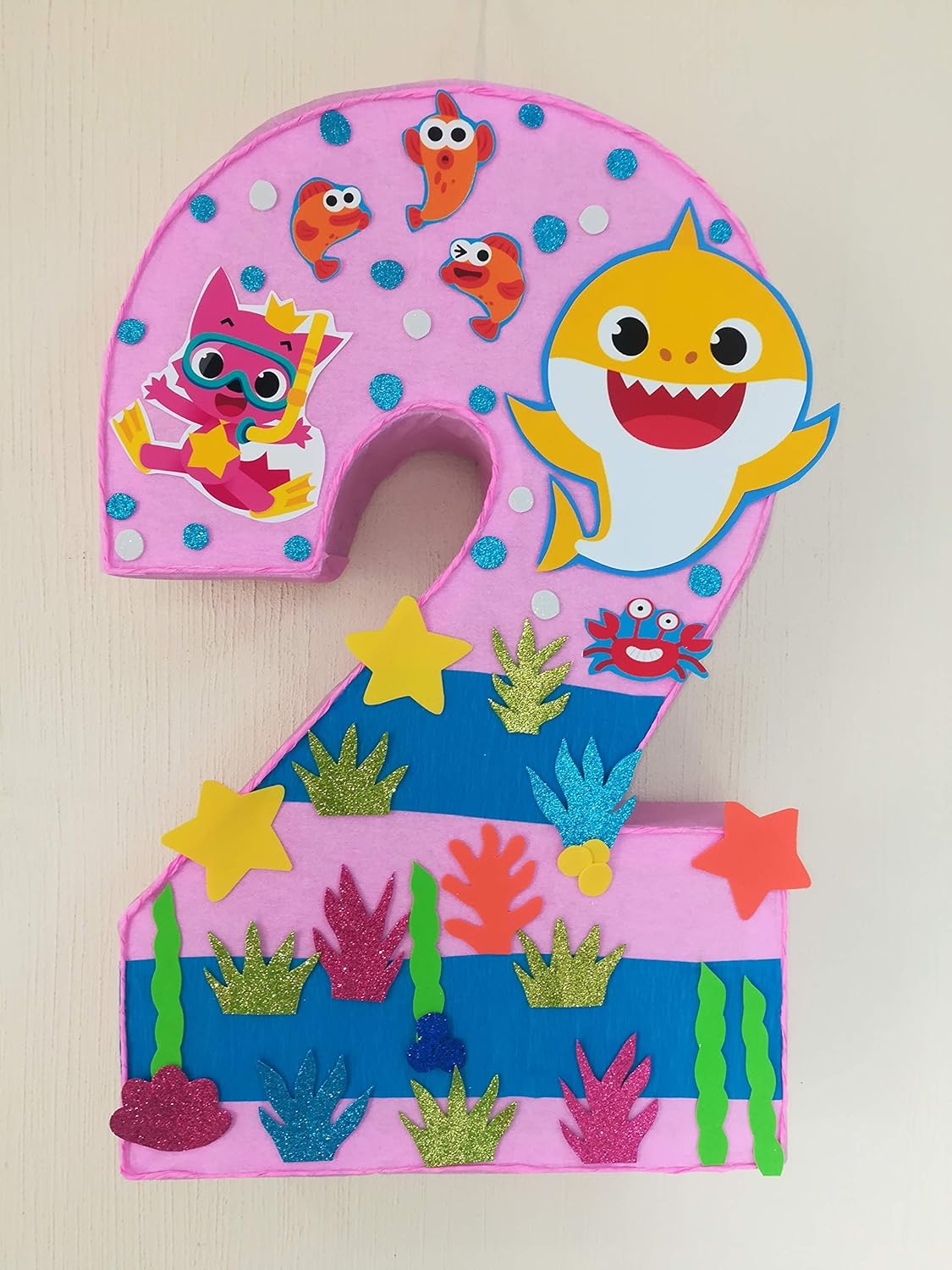 baby shark pink number 2 pinata, under the sea birthday
