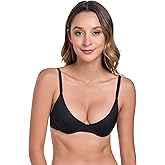 Lusait Women's Plunge Bra Unlined Deep V Sexy Demi Bralette Adjustable Strap Triangle Push Up Underwire Balconette Bra