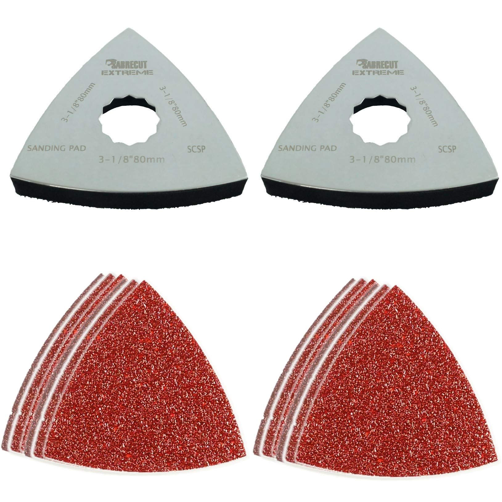 42 x SabreCut SC42SPK80 Large 80mm x 80mm Sanding Pads and Sanding Sheets Kit Compatible with Fein SuperCut and Festool Vecturo (Non-StarLock) Oscillating Multitool Multi Tool Accessories