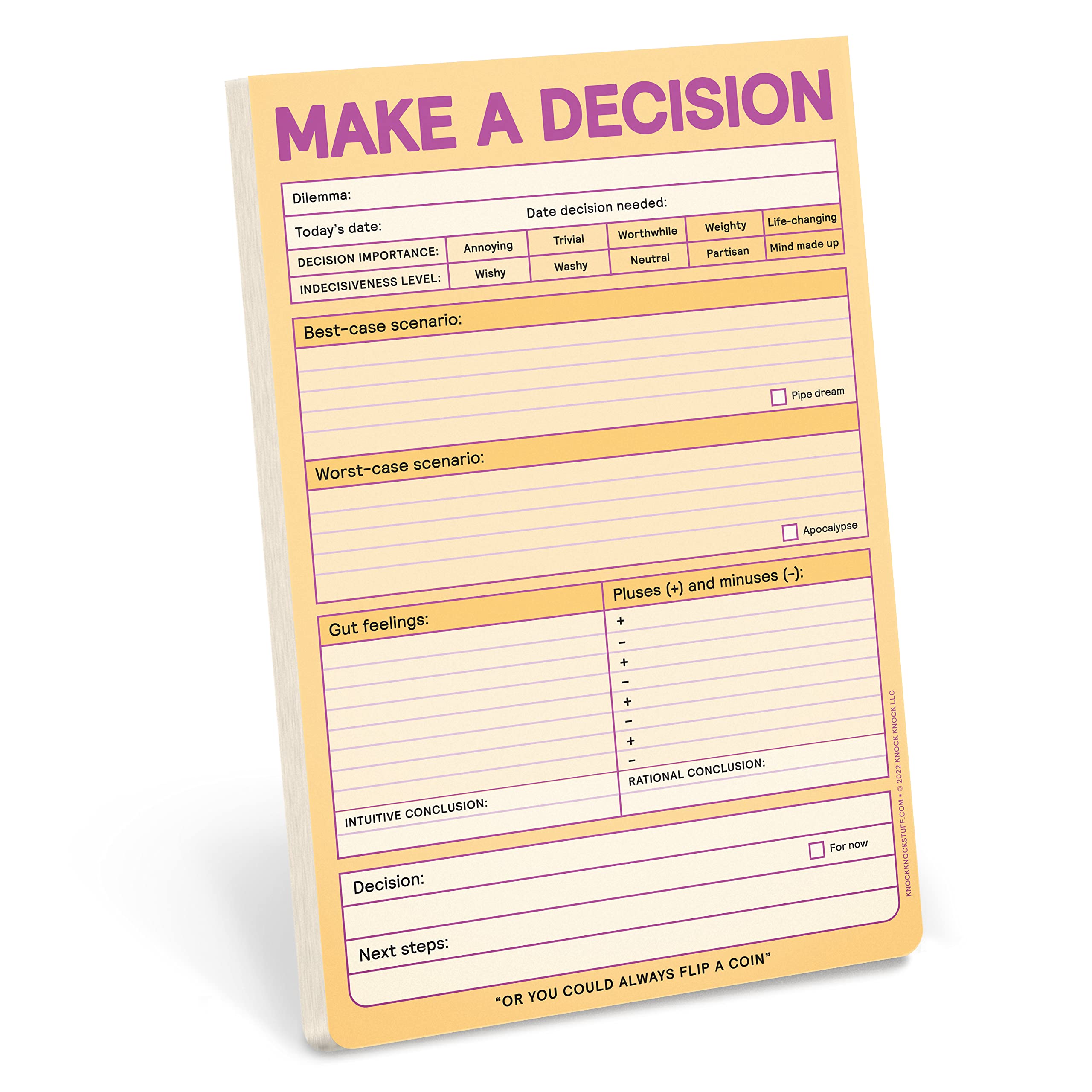Photo 1 of 1-Count Knock Knock Make a Decision Pads, Checklist Funny Office Notepads, 6 x 9-inches each (Pastel)
