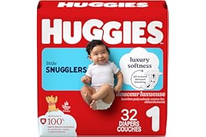 Huggies Little Snugglers Baby Diapers, Size 1 (up to 14 lb.), 32 Ct, Jumbo Pack (Packaging May Vary)