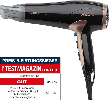 Clatronic HT 3661 Haartrockner 2200 Watt, Ionisierungsfunktion, 3 Temperatur / Leistungsstufen