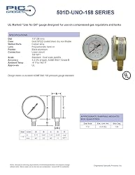 PIC Gauges 501D-UNO-158Q-C 0-4000 PSI, UL