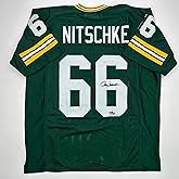 Facsimile Autographed Ray Nitschke Green Bay Green Reprint Laser Auto Football Jersey Size Men's XL