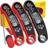 Leelosp 3 Pcs Digital Meat Thermometer with Probe Waterproof Fast Read Food Thermometer Kitchen Grilling Cooking Thermometer 