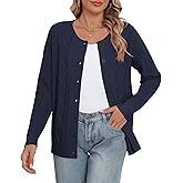 CZYINXIAN Women's Cable Knit Cardigan Sweater Casual Long Sleeve Open Front Button Down Fall Outerwear