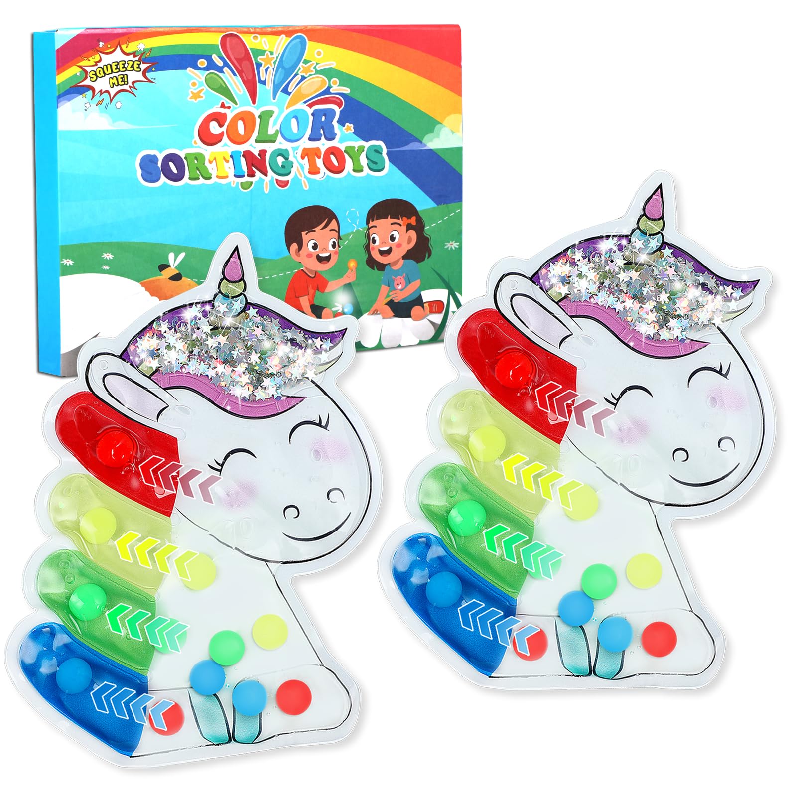Color Sorting Toys for Toddlers 1-3 Squishy Sensory Fidgets Fine Motor ...
