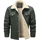 HOW'ON Men's Casual Sherpa Fleece Lined Jacket Warm Coat With Fur Collar