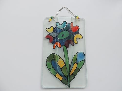 Amazon Com Hand Painted 6 25 X3 85 Fused Glass Pocket Vase Wall