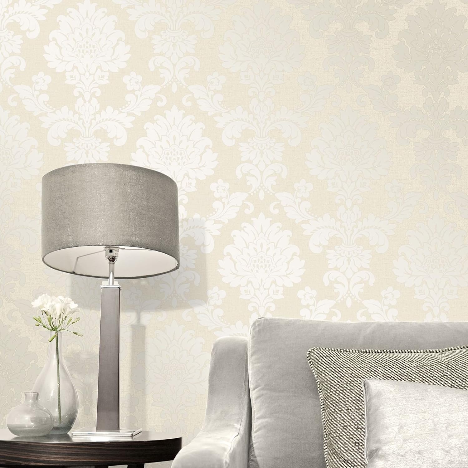 Fine Décor FD41970 Quartz Damask Wallpaper, Gold, Gold/Cream, 53 x 1000 cm - Image 3