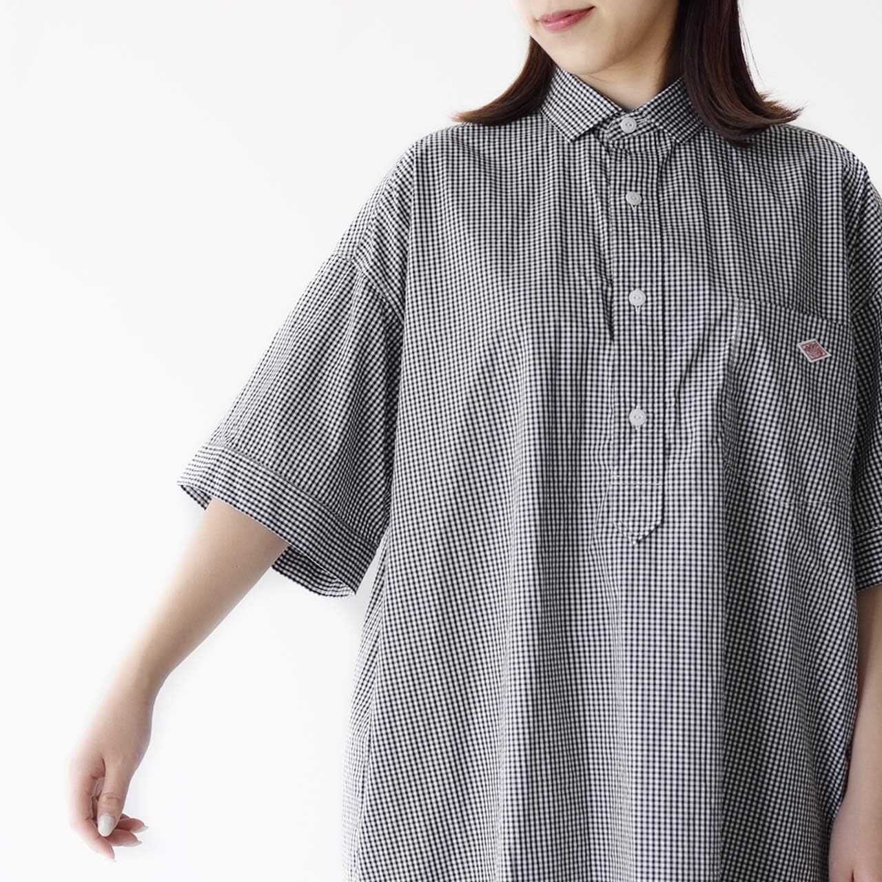 Amazon Co Jp ダントン Danton レギュラーカラー シャツ ワンピース ギンガムチェック レディース 春夏 Jd 3655mtp 36 フリーサイズ Navy Stripe 服 ファッション小物