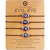 SUMMER LOVE Evil Eye Bracelet Pack Set of 4 Anklet Black Red String Lucky Protection Handmade Adjustable Bracelets for Women Men