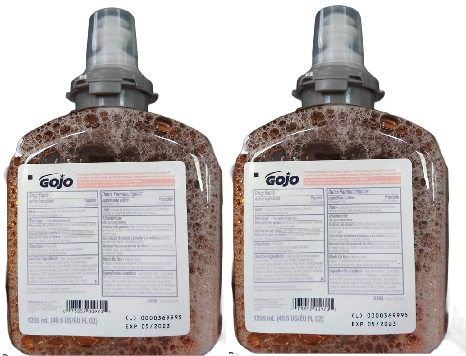 Gojo 5362-02 Premium Foam Antibacterial Handwash, 1200ml (Pack of 2): Industrial & Scientific
