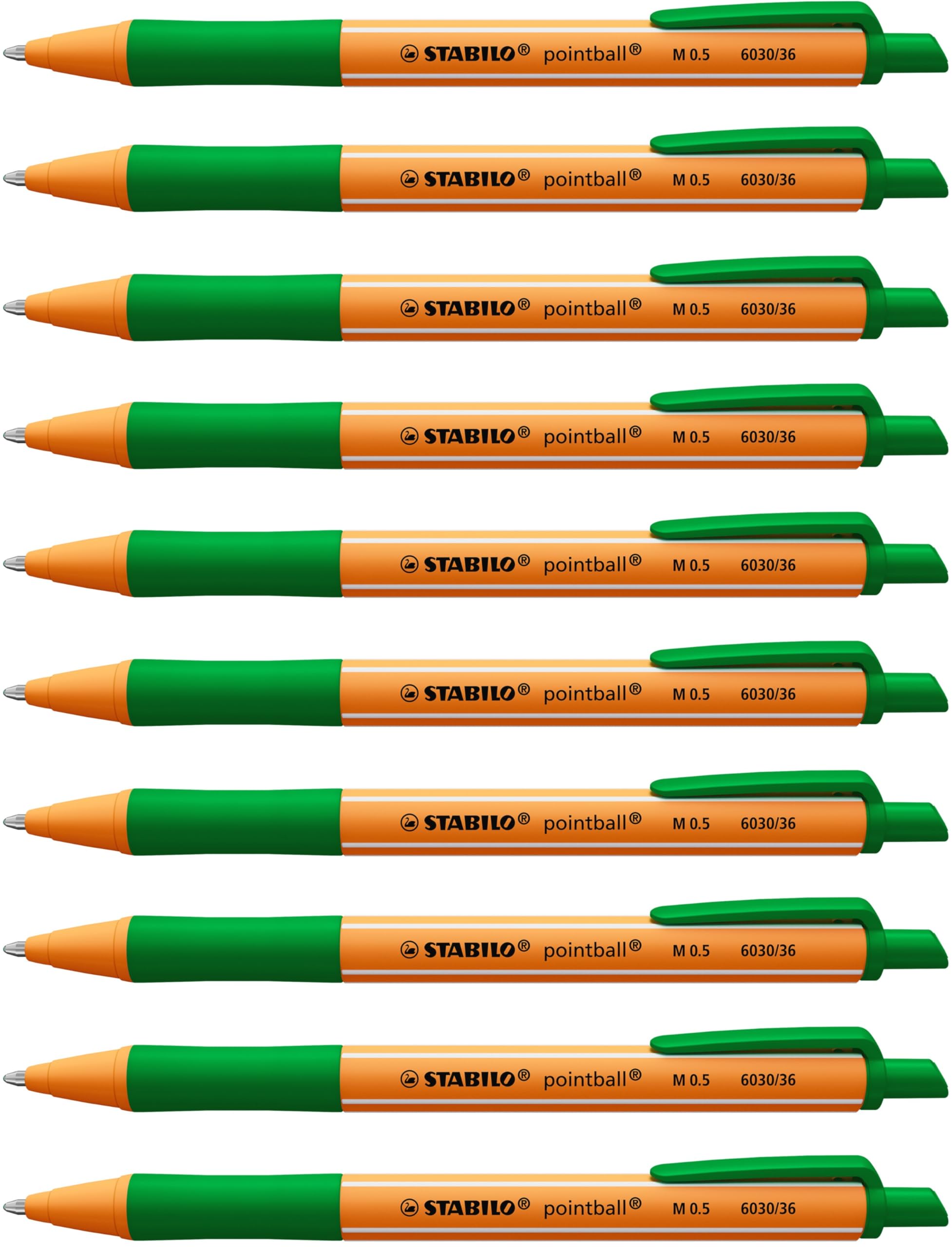 STABILO pointball - Ballpoint Pen - Pack of 10 - Green