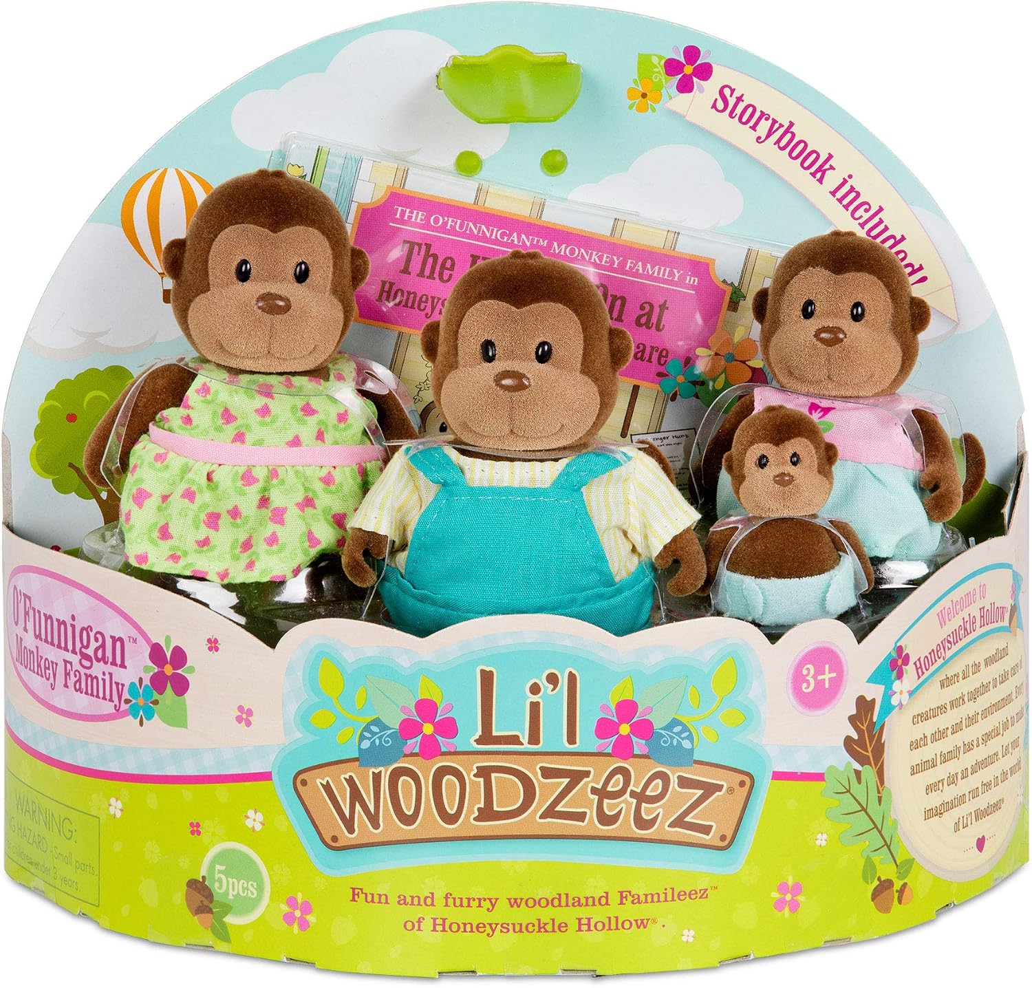 Li'l Woodzeez, The O'Funnigan Monkey Family, Set of 4 Collectible Posable Figures with Storybook for Imaginative Pretend Play - Image 4