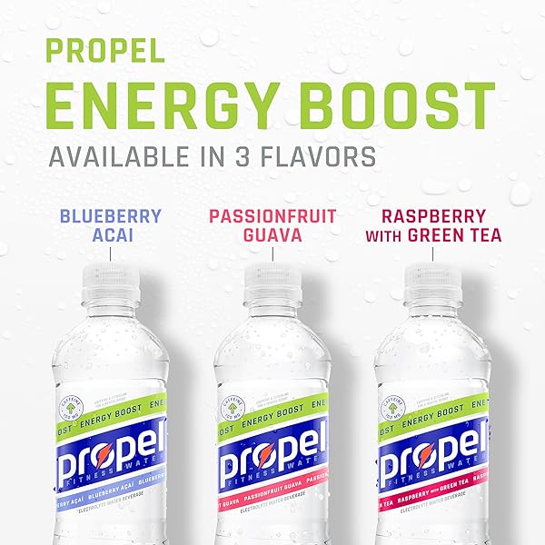 PROPEL ENERGY BOOST ZERO CALORIE FLAVORED WATER WITH ELECTROLYTES AND CAFFEINE, 3 FLAVOR VARIETY PACK, 16.9 FL OZ BOTTLES (12 PACK)