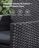 SONGMICS Garden Furniture Set Polyrattan Outdoor PE Wicker Black Grey GGF004B66 view 4