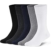 Sockswift 5 Pairs Diabetic Socks for Men,Viscose from Bamboo Non Binding Top Crew Dress Socks for Edema,Sensitive Feet