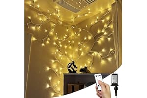 NIDISETPJAS Enchanted Willow Vine Lights with Remote, Christmas Swags Decorations Indoor Room Decor, 18 Branches 144 LEDs Lighted Willow Vine Lights for Walls Bedroom Home Decor, White Branch