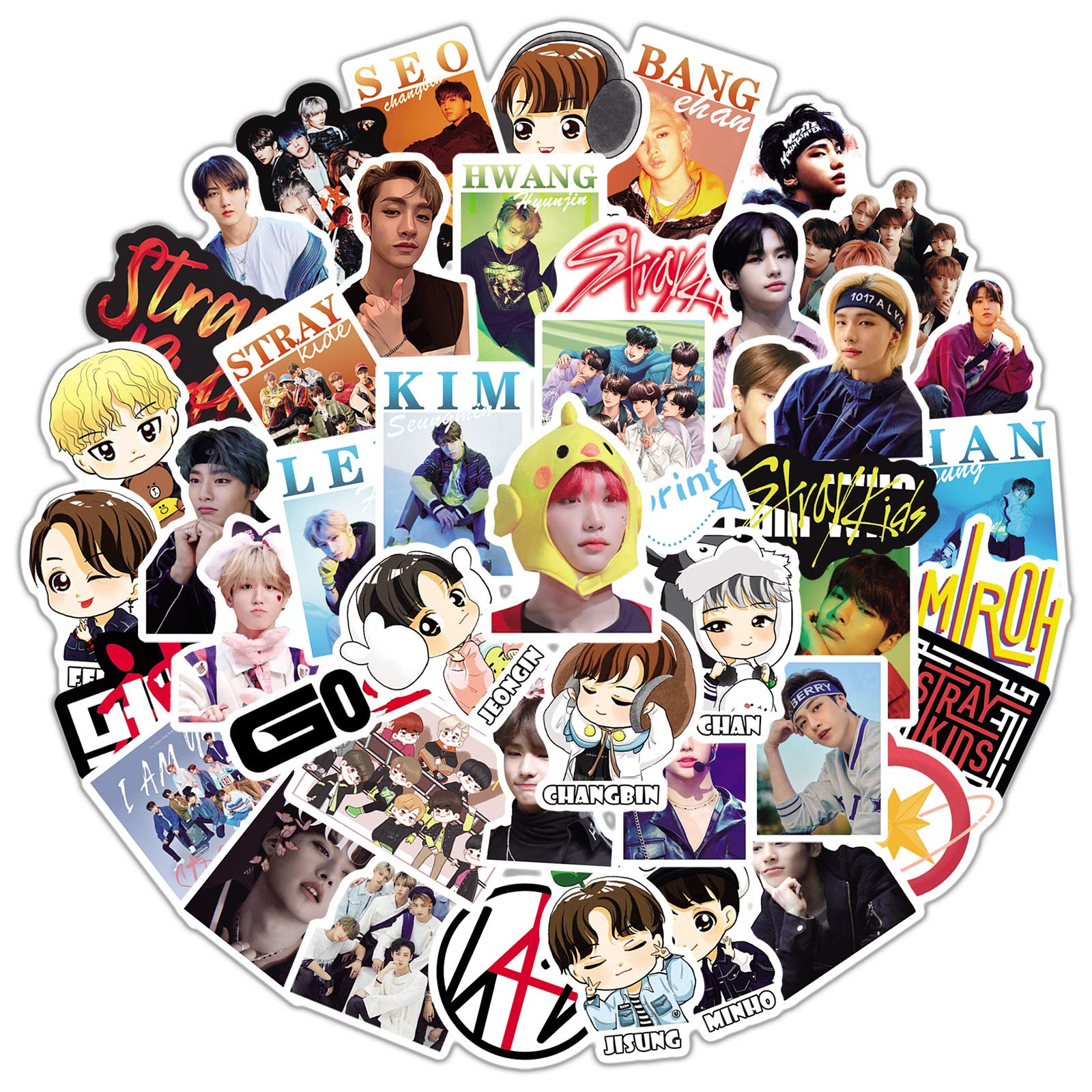 50pcs Stray Kids Stickers, Pop Singer Aesthetic Stickers for Water Bottle Laptop Phone Journal,Gifts for Kid Girl Women Luggage Helmet Skateboard Motorcycle Guitar