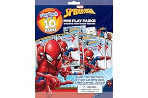 BENDON Spiderman Play Packs | Spider-man Party Favors | Spiderman Mini Play Packs | Includes Mini Coloring Book, 2 Mini Crayons and a Sticker | 10-Pack | Officially Licensed