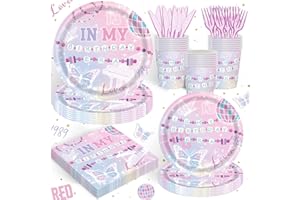 XUELIREN 120PCS In My Birthday Era Party Supplies Friendship Party Tableware Music Themed Decorations includes In My Era Music Plates and Napkins for Girl Fans Birthday Party Decorations